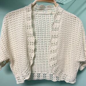 Off White Crochet Knit Cardigan